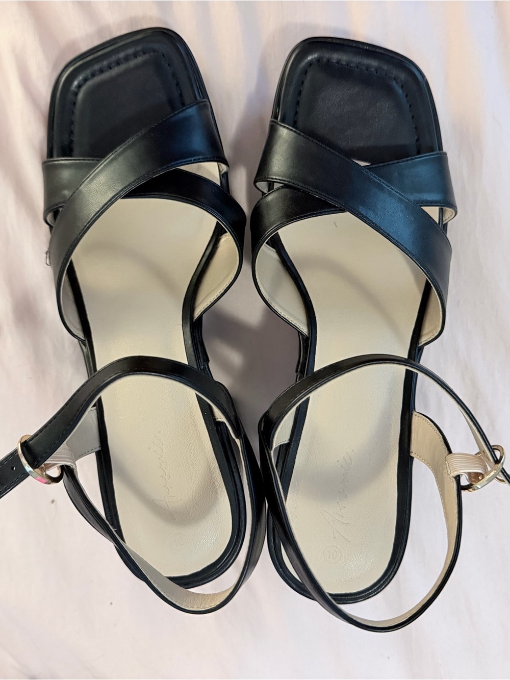 Black Crisscross Ankle Strap Platform Heeled Sandals